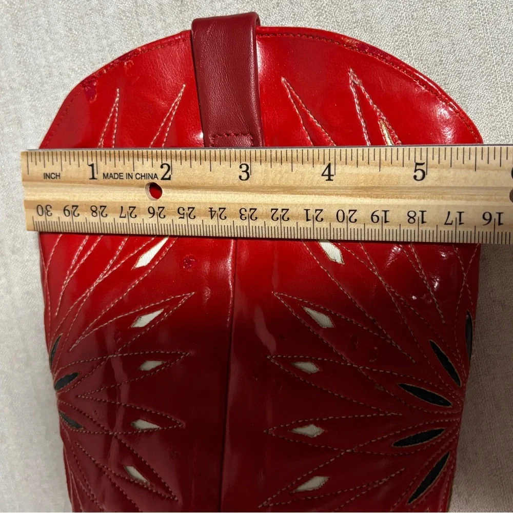 VTG DINGO Outwest Leather RED Inlay Coastal Cowgirl Boots 6.5 line dancing READ! - Picture 5 of 13
